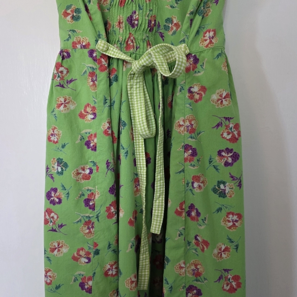 Vintage Cornelloki Dress by April Cornell – Girls Size 9/10 – Green/Pansy Floral - Picture 7 of 8